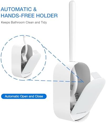 Toilet Bowl Brush and Holder, OSCIOSS Toilet Brush Set with Ergonomic Design, Compact Size, Durable Bristles, RV Toilet Brushes & Holders for Dead Corner Clean (White, 1pack)