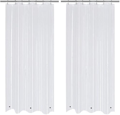Mrs Awesome Small Stall Shower Curtain Liner 36 x 72 inch, PEVA 8G Thick & Heavy Duty, 3 Bottom Magnets, Waterproof, 36x72, Clear (Pack of 2)