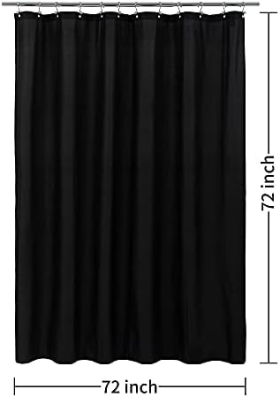 ALYVIA SPRING Waterproof Fabric Shower Curtain Soft Hotel Quality - 3 Magnets at Bottom, Premium Black Shower Curtain Liner for Bathroom, Light-Weight Cloth & Washable - 72x72, Black (Pack of 3)