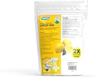 Camco TST MAX RV Toilet Treatment Drop-INs - Control Unwanted Odors & Break Down Waste and Tissue - Safe Septic Tank Treatment - Lemon Scent, 15-Pack (41570)