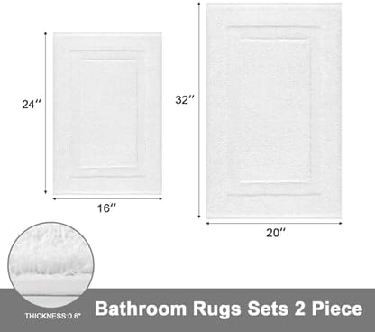 SHACOS Soft Microfiber Bathroom Rugs Set of 2 Pieces, White