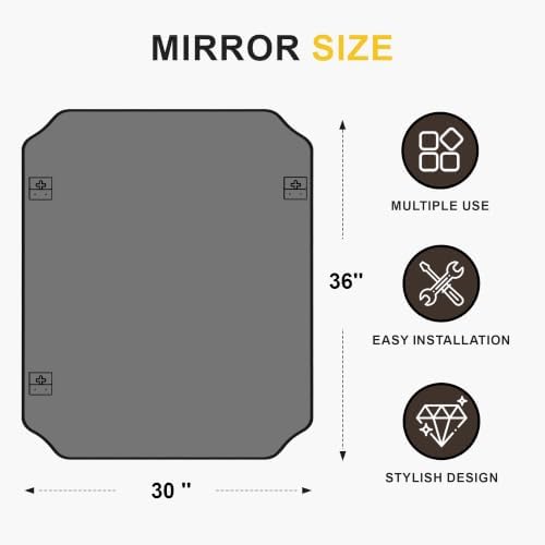 Vanity Bathroom Mirror, 30" x 36" Black Scalloped Mirror for Wall