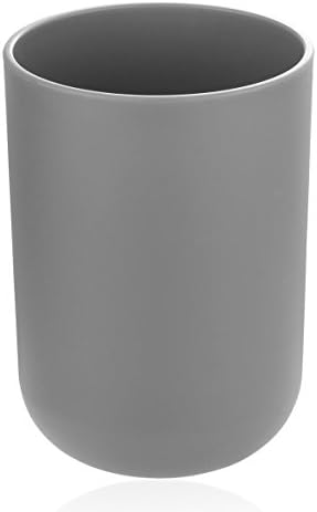 Bathroom Accessories Set 6 Piece - Trash Can, Toothbrush Holder, Toothbrush Cup, Soap Dispenser, Soap Dish, Toilet Brush Holder - Modern Bathroom Decor Set (Grey)