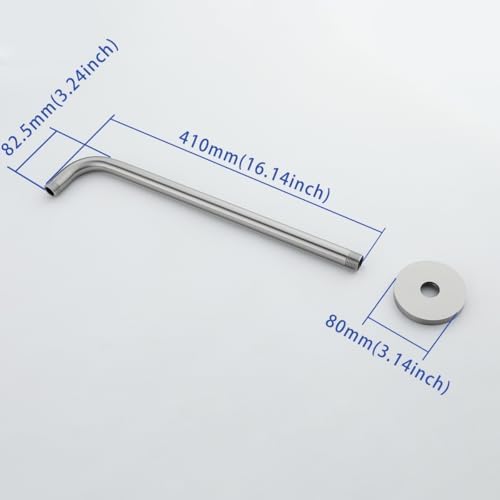 Stainless Steel Shower Head Extension Arm Wall Mounted Rainfall Shower Tube Bathroom Hardwares Accessories 16 Inch Brushed Nickel,SW-RD91018-16BN.