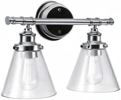 GLOBE Electric 51412 Parker 2-Light Vanity Light, Chrome, Clear Glass Shades