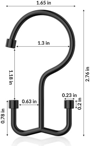 Goowin Shower Curtain Hooks, Shower Curtain Rings, Durable Rust Proof Black Shower Curtain Hooks, Shower Rings for Curtain, Double Glide Shower Hooks for Shower Curtain, Black, 12 Pack-Cylinders