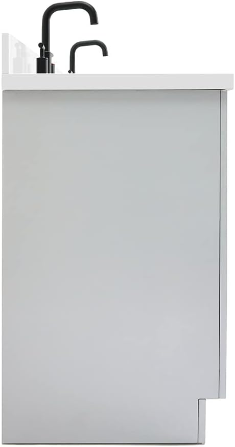 ARIEL Hepburn 72-inch Bathroom Vanity with Sink,Solid Wood, 1.5-inch Pure White Quartz Countertop & Backsplash, Double Oval Porcelain Sink, 4 Soft Closing Doors, 6 Dovetail Drawers, Grey
