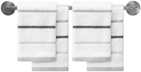 IZOD – Washcloths, Plush Ringspun Cotton Blend Towels with Absorbent Terry & Durable Hem, Striped Bathroom Towels, Set of 4 (Sandbar Grey)