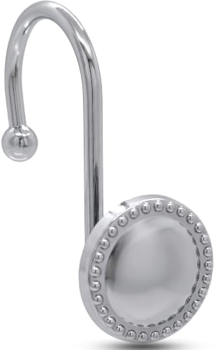 Shower Curtain Hooks,Rust-Resistant Decorative Rings,12-Pack,Chrome