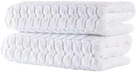 BAGNO MILANO Turkish Cotton Bath Towels, Hand Towels - Soft Plush Jacquard Collection - Highly Absorbent Towel Set (White, 4 Pcs Hand Towel Set)
