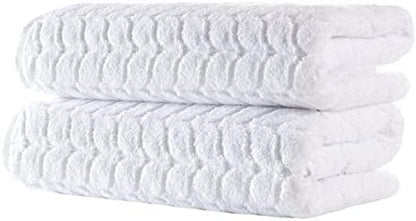 BAGNO MILANO Turkish Cotton Bath Towels, Hand Towels - Soft Plush Jacquard Collection - Highly Absorbent Towel Set (White, 4 Pcs Hand Towel Set)