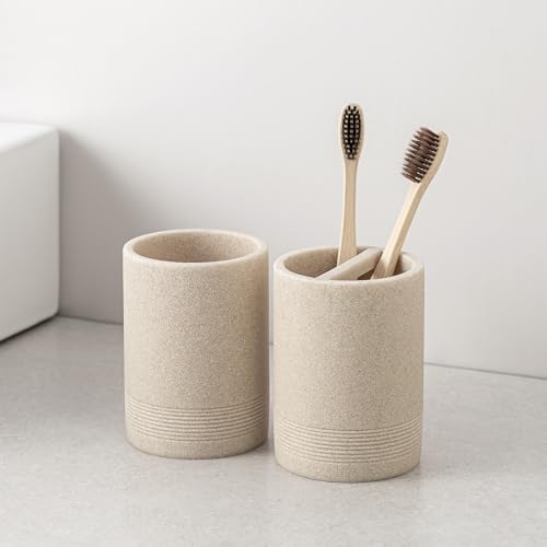 Bathroom Accessories Set, 6 PCS, Modern Sandstone Look, Beige
