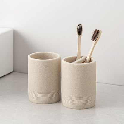 Bathroom Accessories Set, 6 PCS, Modern Sandstone Look, Beige