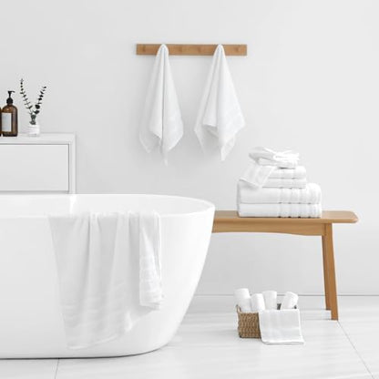 8-Piece Bath Towels Set, 100% Cotton Thick Soft Highly Absorbent Durable, Quick Dry, Bathroom Towels Set (2 Bath Towels, 2 Hand Towels, 4 Washcloths) - Perfect for Daily Use