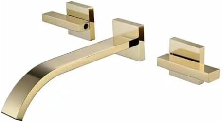 Brushed Gold or Polished Gold Kitchen Faucet WallMounted Cascade Mixer for Bathroom Sink Hot & Cold Water Tap Elegant Modern Design (Noir)