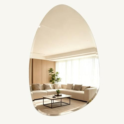 Teardrop Frameless Wall Mirror, 20x28 Inch,Beveled Edge Bathroom Mirror
