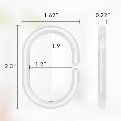 Amazer Plastic Shower Curtain Rings, Shower Curtain Hooks, 12 Pcs C Shaped Shower Hooks for Shower Curtain, Clear Shower Curtain Hooks for Bathroom
