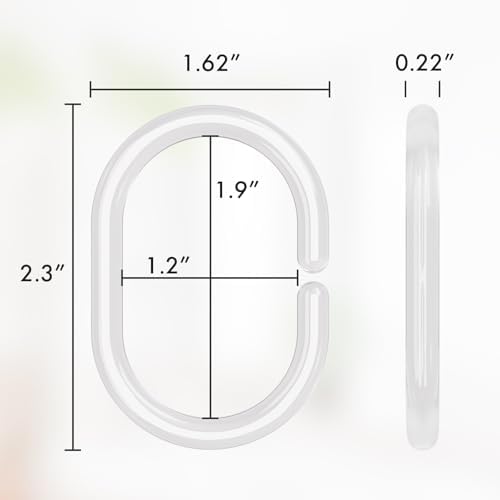 Amazer Plastic Shower Curtain Rings, Clear Shower Curtain Hooks, C Shaped Shower Hooks for Shower Curtain, Shower Curtain Hooks for Bathroom, 48 Pcs