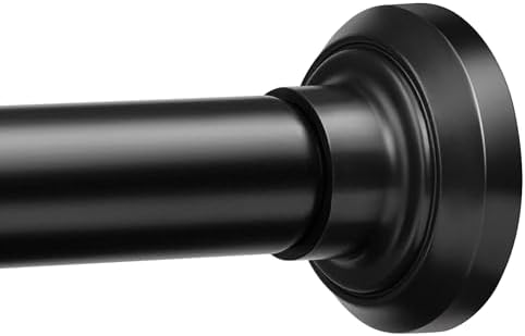 ENJOYBASICS 1" Black Shower Curtain Rod, 30-52" Adjustable, Secure Tension