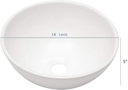 Mocoloo Vessel Sink 16'' x 16'' Bathroom Sink Countertop Small Ceramic Bathroom Sinks White Porcelain Vanity Bowl Above Counter Art Basin