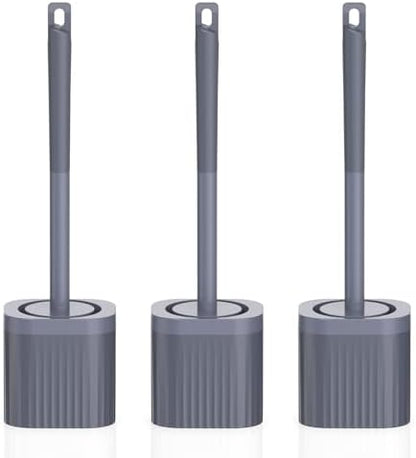 Toilet Bowl Brush and Holder, 3 Pack Compact Toilet Brush Set with Nylon Bristles Toilet Brush Hidden Scrubber Brushes for Bathroom Cleaning—Blue