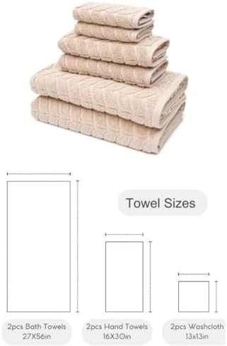 BAGNO MILANO Turkish Cotton Bath Towels, Hand Towels - Soft Plush Jacquard Collection - Highly Absorbent Towel Set (Sand Beige, 6 pcs Towel Set)