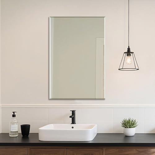 Bathroom Mirror for Over Sink 36x24 Inch Frameless Wall Mirror Beveled Edge