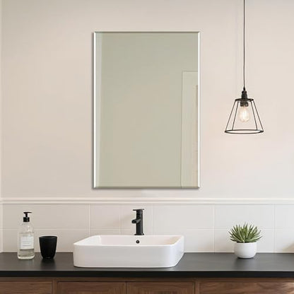 Bathroom Mirror for Over Sink 36x24 Inch Frameless Wall Mirror Beveled Edge