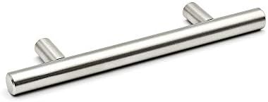 Homdiy Brushed Nickel Drawer Pulls - HD201SN Cabinet Hardware Stainless Steel Kitchen Cupboard Handles, 100 Pack 3-1/2in Hole Centers for Dresser Drawers