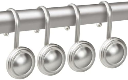 CHICTIE Nickel Shower Curtain Hooks Rings, Decorative Silver Shower Hook for Shower Curtain, Rustproof Modern Shower Rings Hangers for Bathroom Curtains Rods, Set of 12