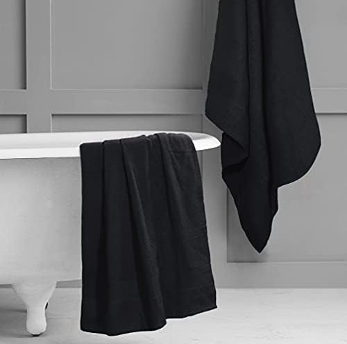 Belizzi Home Premium Cotton Oversized 2 Pack Bath Sheet 35x70-100% Pure Cotton - Ideal for Everyday use - Ultra Soft & Highly Absorbent - Machine Washable - Black