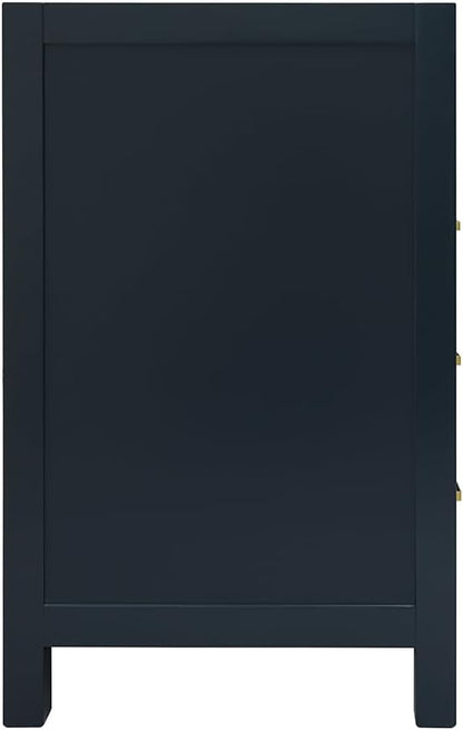 ARIEL Cambridge 66-inch Bathroom Vanity Base Cabinet,Solid Wood, 2 Soft Closing Doors, 9 Dovetail Drawers, Midnight Blue