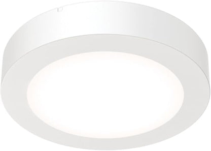 Juno Slim Basics 4 Inch LED Ceiling Light, Low Profile Surface Mount Downlight for Shower or Closet Lighting, 3000K/4000K/5000K Selectable White Light, Edged Trim, Wet Rated, Matte White