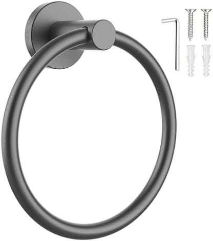 SetSail Towel Holder for Bathroom Wall Mounted Screw-in Towel Ring, Grey