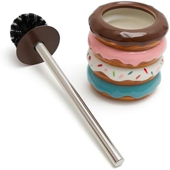 Deep & Sturdy Toilet Bowl Brush with Holder - Doughnut Bowl Brush - Durable Scrubbing - Toilet Cleaners - Household Essentials - Bathroom Cleaner - Cleaning Supplies - Household Supplies