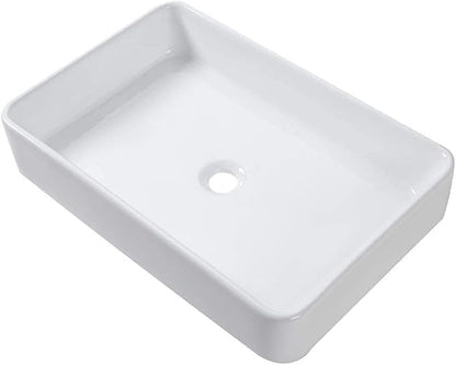Lordear White Bathroom Sink 24"x16" Rectangle Bathroom Vessel Sink Modern Above Counter White Farmhouse 24 Inch Bathroom Sink Porcelain Ceramic Vanity Sink Art Basin