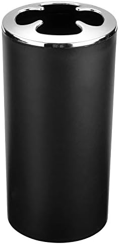 Bathroom Accessories Set 6 Piece - Trash Can, Toothbrush Holder, Toothbrush Cup, Soap Dispenser, Soap Dish, Toilet Brush Holder - Modern Bathroom Decor Set (Black)