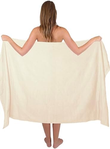 Belizzi Home Premium Cotton Oversized 2 Pack Bath Sheet 35x70-100% Pure Cotton - Ideal for Everyday use - Ultra Soft & Highly Absorbent - Machine Washable - Ivory