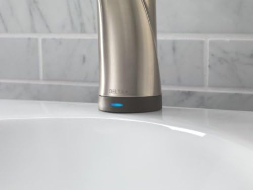 Delta Faucet Lahara Single Hole Bathroom Faucet with Touchless Technology, Brushed Nickel Bathroom Sink Faucet, Single Handle Bathroom Faucet, Bath Faucet, Push Pop-Up Drain, Stainless 538T-SS-DST