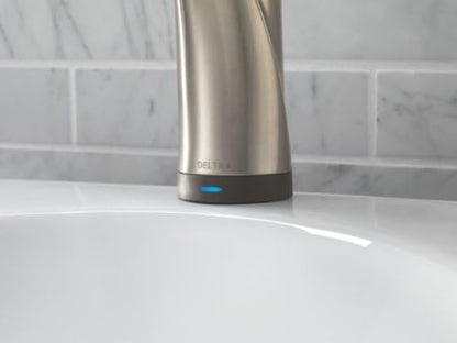 Delta Faucet Lahara Single Hole Bathroom Faucet with Touchless Technology, Brushed Nickel Bathroom Sink Faucet, Single Handle Bathroom Faucet, Bath Faucet, Push Pop-Up Drain, Stainless 538T-SS-DST