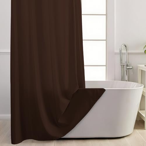 No Hook Shower Curtain and Liner for Bathroom, Ombre Dark Brown, 71" x 74"