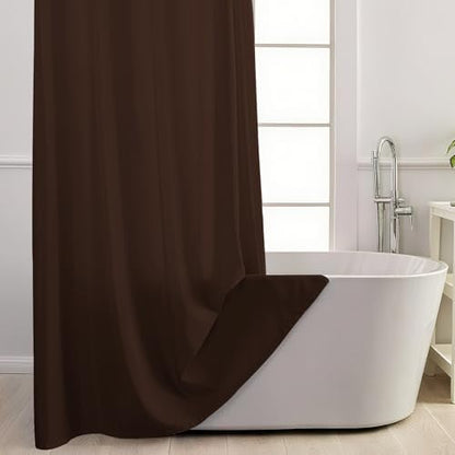 No Hook Shower Curtain and Liner for Bathroom, Ombre Dark Brown, 71" x 74"