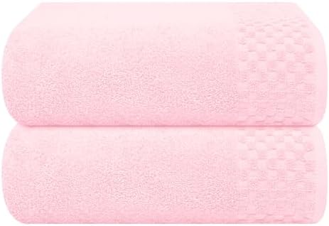 MyOwn Ultra Soft 2 Pack Oversized Bath Towel Set 28x55 inches, Cotton Large Bath Towels, Highly Absorbant Compact Quickdry & Lightweight Towel, Ideal for Gym Travel Camp Pool - Pink