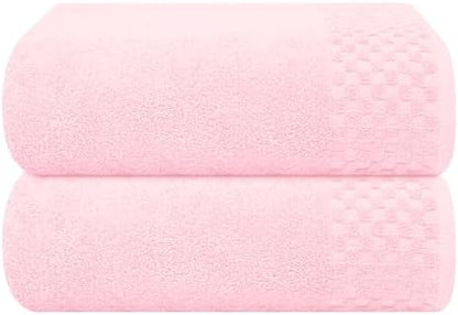 MyOwn Ultra Soft 2 Pack Oversized Bath Towel Set 28x55 inches, Cotton Large Bath Towels, Highly Absorbant Compact Quickdry & Lightweight Towel, Ideal for Gym Travel Camp Pool - Pink