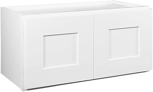 Design House Brookings Shaker Unassembled Bridge Wall Kitchen Cabinet W2412, 24 W x 12 D x 12 H, Painted White with Sherwin Williams®, Solid Wood – Design House, 543264