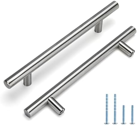 homdiy 400 Pack Drawer Handle Brushed Nickel Kitchen Hardware - HD201SN Cabinet Handles for Kitchen Furniture Hardware Derocative Straight Handle Pull, 8-4/5in Hole Centers