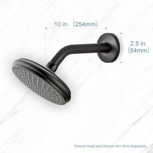 OFFO Shower Arm with Flange, 10 in Oil Rubbed Bronze Wall Mount Replacement Angle Shower Head Arm Wall-Mounted For Fixed Shower Head & Handheld Showerhead