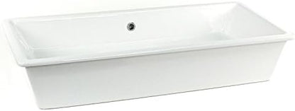Scarabeo 8033-No Hole Gaia Rectangular Ceramic Self Rimming/Vessel Sink, White