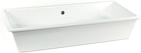 Scarabeo 8033-No Hole Gaia Rectangular Ceramic Self Rimming/Vessel Sink, White