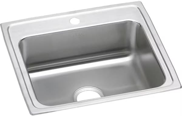 22 Inch Drop In Stainless Steel Kitchen Sink, Single Bowl 18 Gauge 304 Stainless Steel Sink, 7-5/8" Deep Basin, Lustertone Satin Finish Top Mount Kitchen Sink, Quick Clip Installation, 1 Faucet Hole